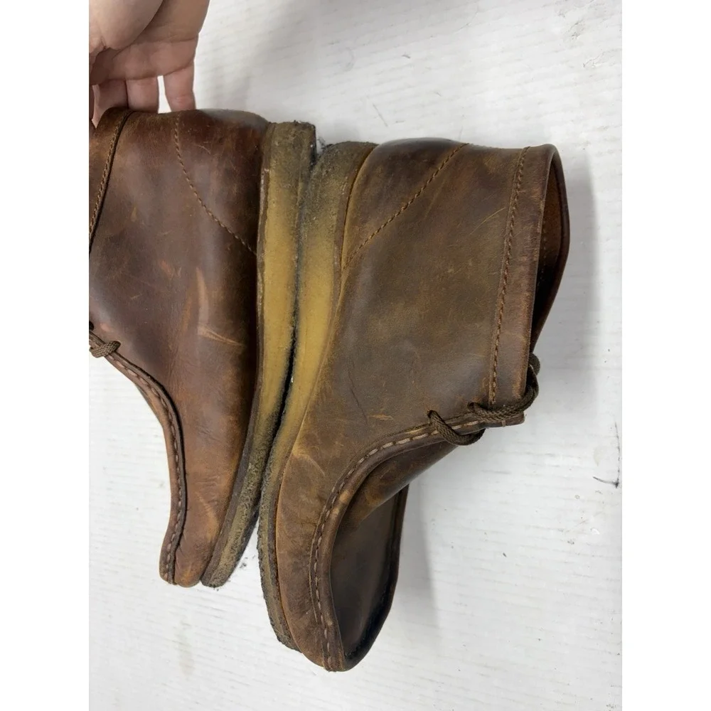 Clarks Originals Wallabee Boots Mens 10 Chukka Lace Up Ankle Top Leather Brown